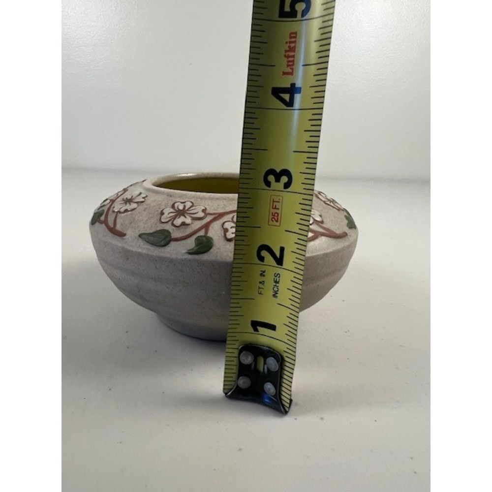 Pigeon Forge Pottery Dogwood Floral Round Bowl Tan Yellow Vintage Tennessee 4.5" - Picture 5 of 11